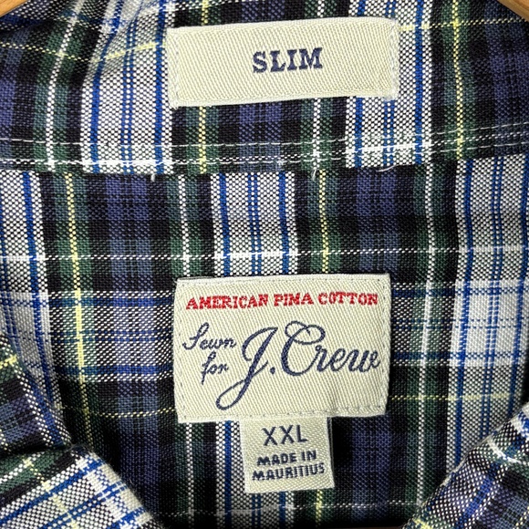 VTG J Crew Men LongSleeve Slim Button Shirt XXL American Pima Cotton Plaid Prep - Picture 3 of 9